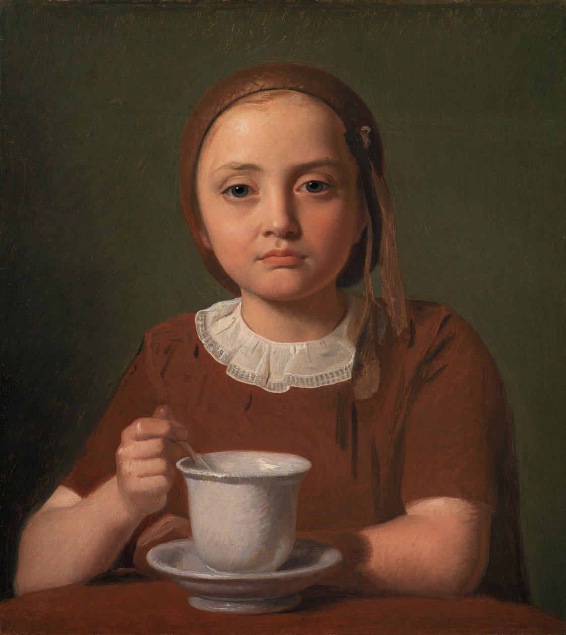 Danese:  En lille pige, Elise Købke, med en kop foran sig Ritratto di una bambina, Elise Købke, con una tazza davanti a sé da Constantin Hansen