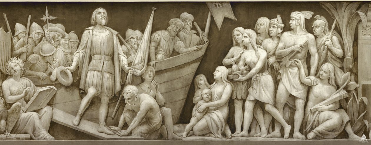 Sbarco di Cristoforo Colombo, Il fregio nella Rotonda del Campidoglio degli Stati Uniti, 1860-1873 da Constantino Brumidi