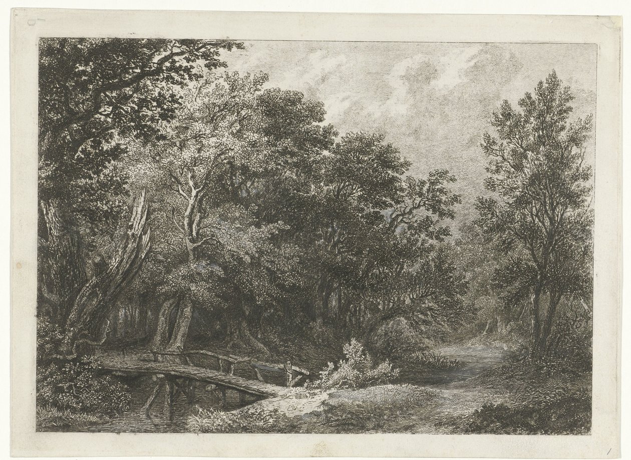 Veduta del bosco con ponte di legno da Constantinus Cornelis Huysmans