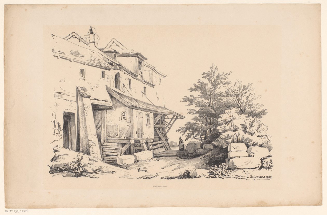 Case in un paesaggio roccioso da Constantinus Cornelis Huysmans