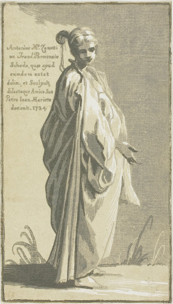 Giovane donna in piedi, girata a destra da Conte Antonio Maria Zanetti the Elder