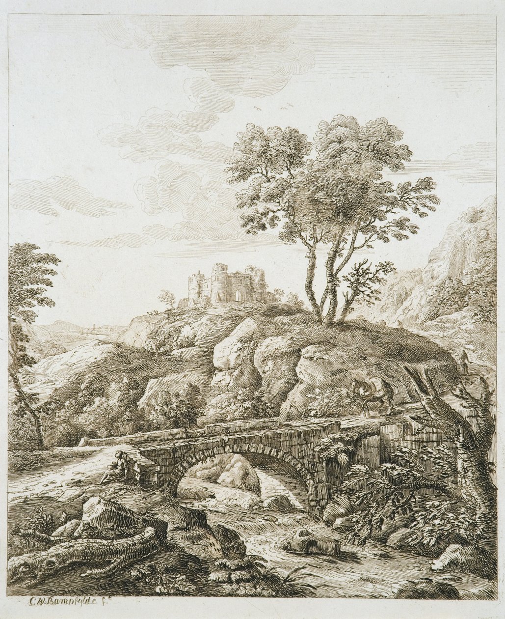 Paesaggio con castello da Copplestone Warre Bamfylde
