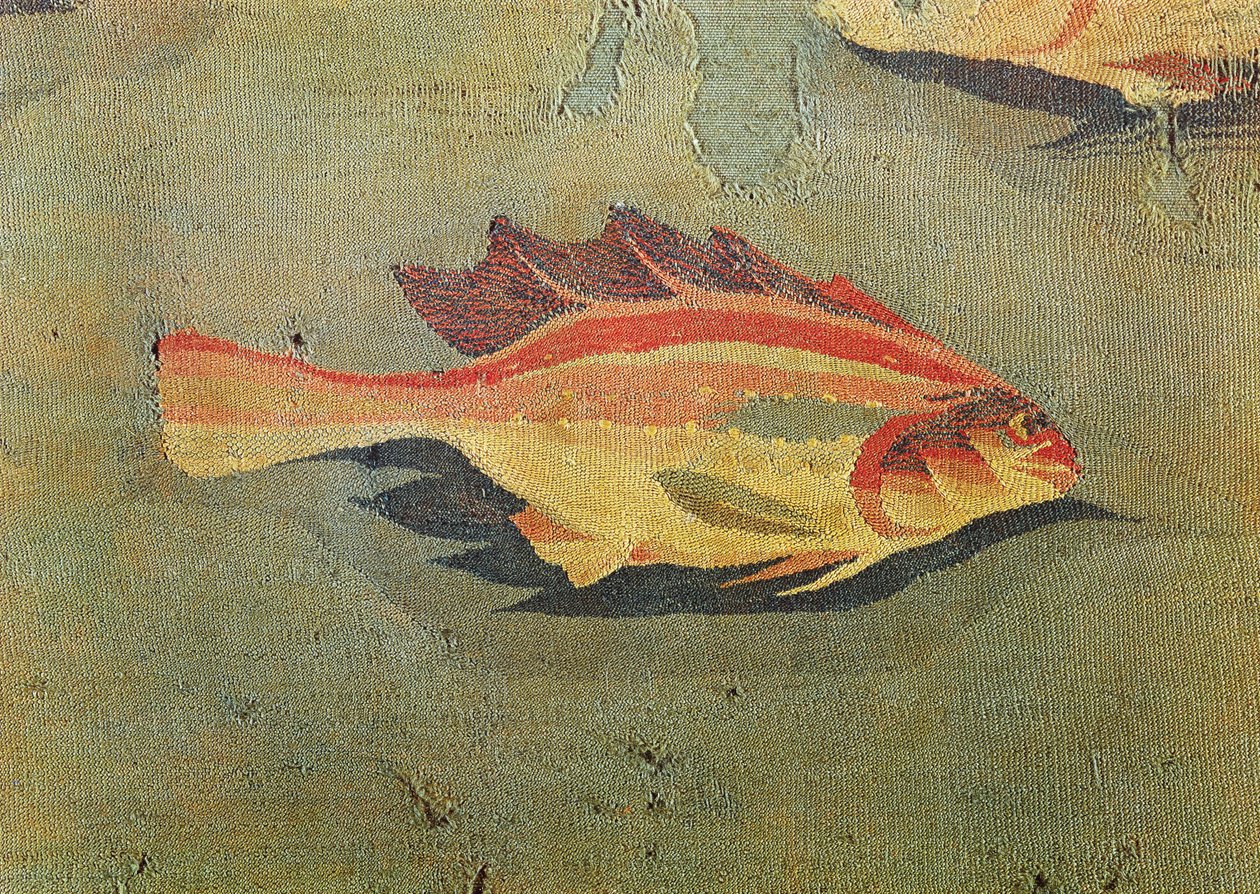 Dettaglio di un pesce da un arazzo, da Antinoe, 2°-3° secolo da Coptic