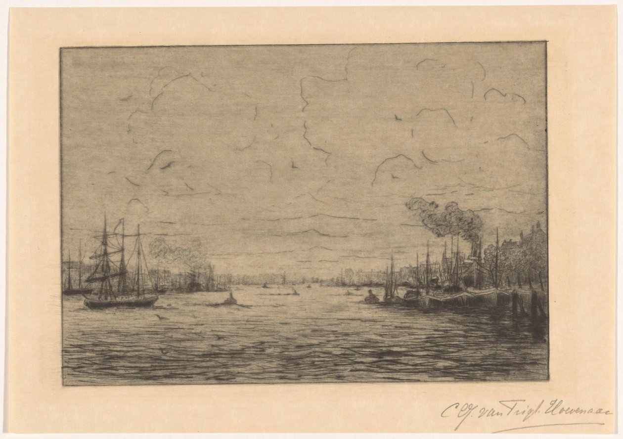 Veduta della Mosa presso Rotterdam da Cornelia Christina Johanna van Trigt Hoevenaar (signed by artist)