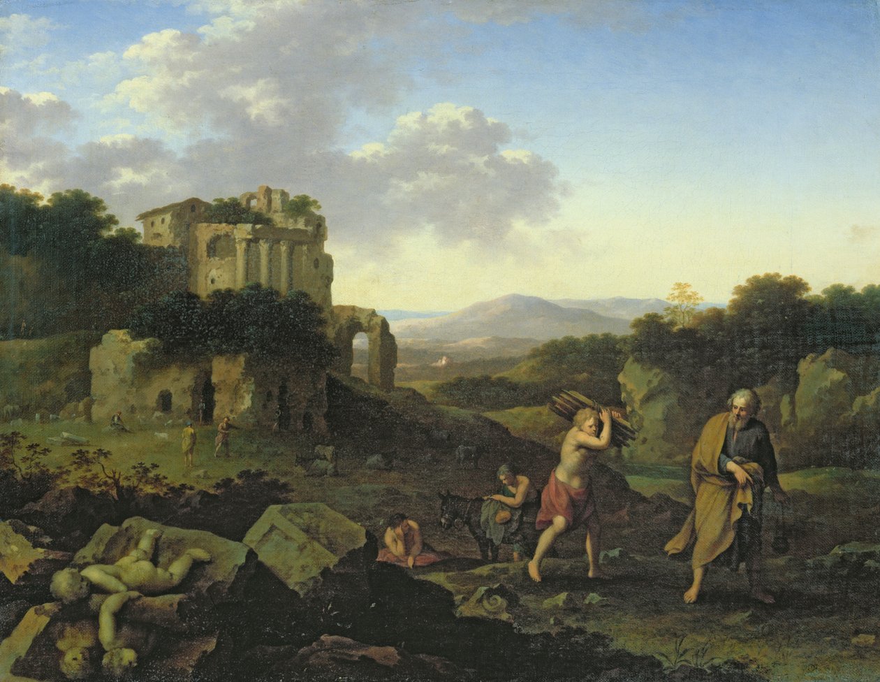 Paesaggio con Abramo e Isacco da Cornelis van Poelenburgh or Poelenburch