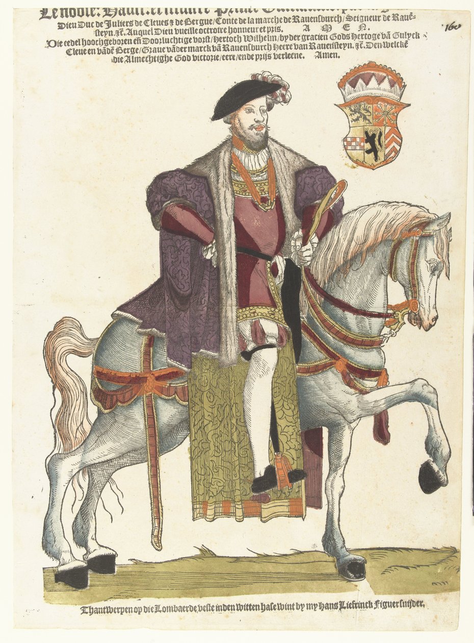 Ritratto del duca Guglielmo di Kleve, Jülich e Berg, conte di Mark, signore di Ravenstein a cavallo da Cornelis Anthonisz. (manner of)