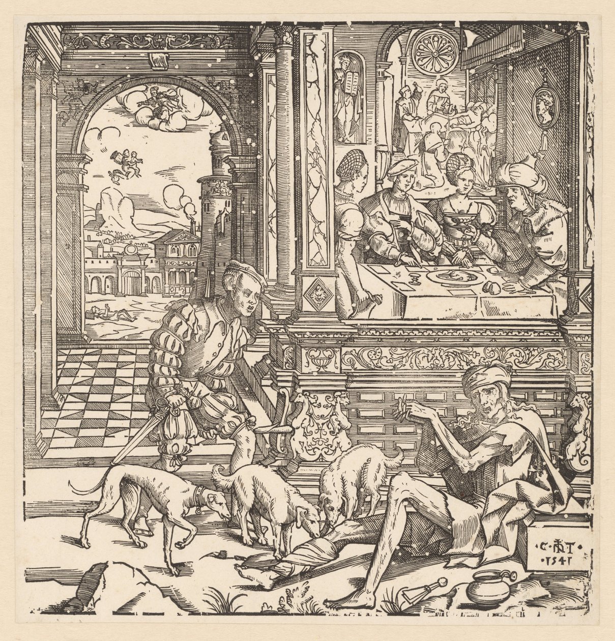 Il ricco e il povero Lazzaro da Cornelis Anthonisz.
