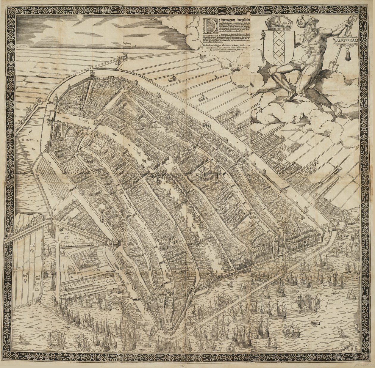 Tedesco: Die berühmte Handelsstadt Amsterdam
Olandese: De vermaerde koopstadt van Amstelredam da Cornelis Anthonisz.