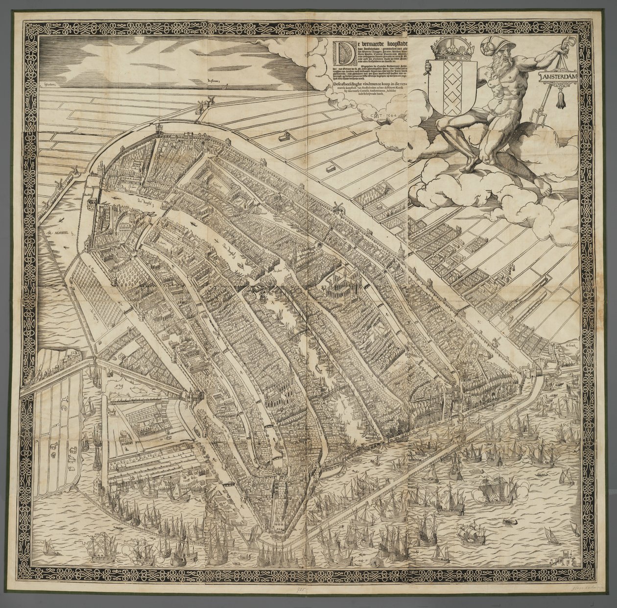 Tedesco: Die berühmte Handelsstadt Amsterdam
Olandese: De vermaerde koopstadt van Amstelredam da Cornelis Anthonisz.