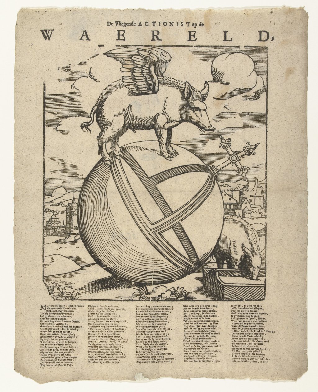 Il maiale alato sul mondo da Cornelis Anthonisz.