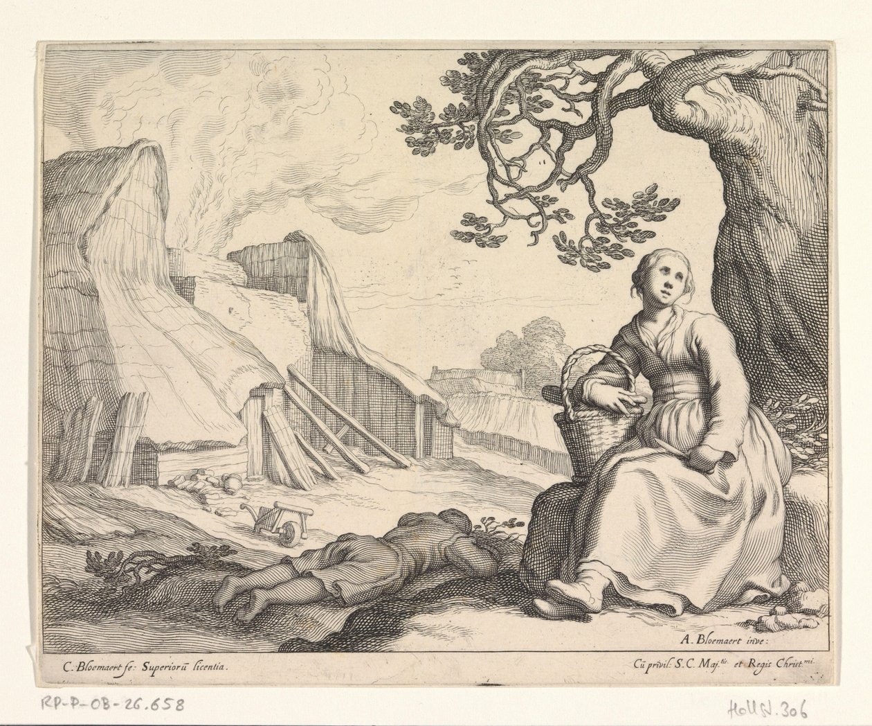 Donna presso una fornace di calce da Cornelis Bloemaert (II)