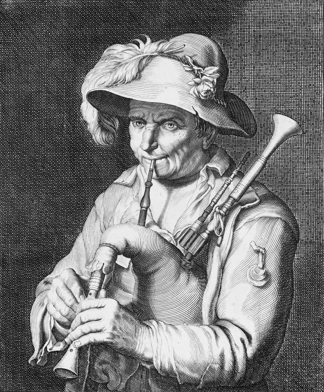 Uomo che Suona la Cornamusa da Cornelis Bloemaert