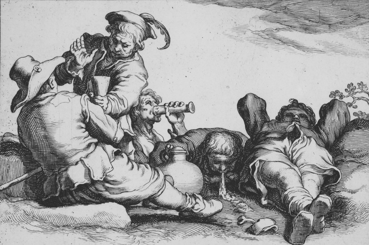 Contadini che bevono, dalla serie Sedici soggetti contadini da Cornelis Bloemaert