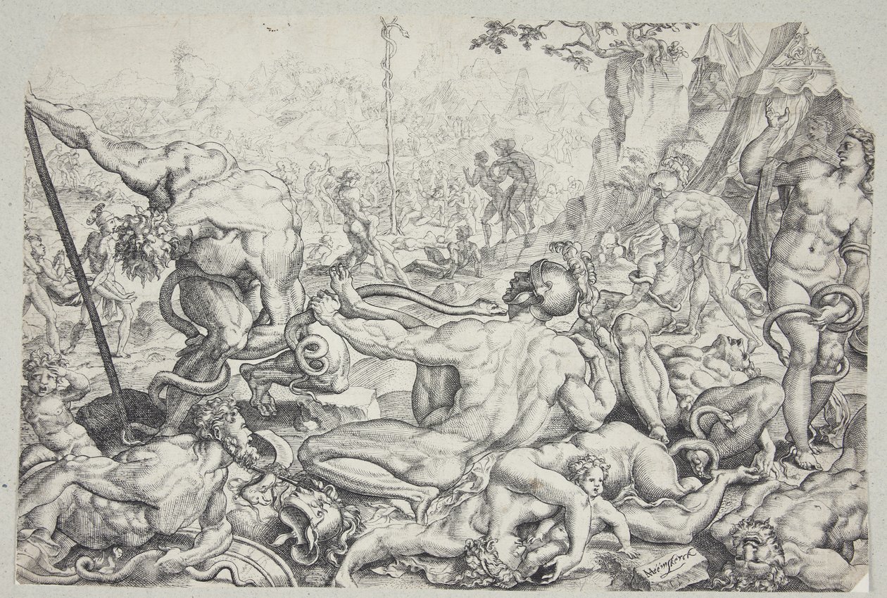 Il serpente di bronzo e il flagello dei serpenti infuocati da Cornelis Bos