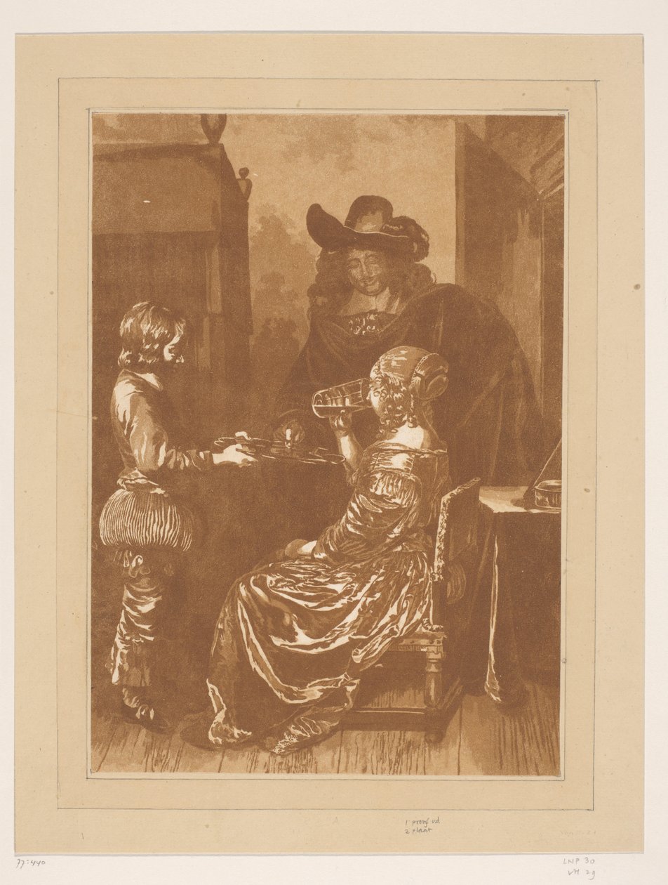 Signore e signora con paggio da Cornelis Brouwer