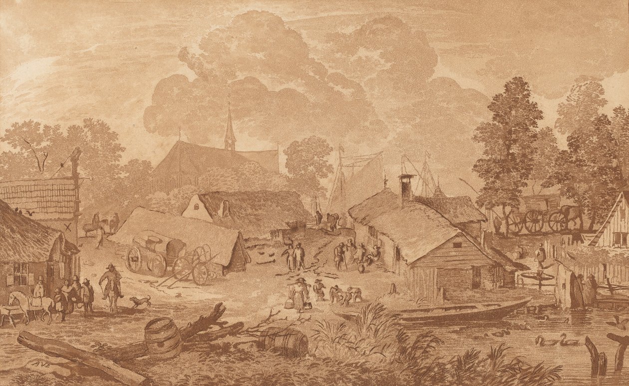 Villaggio con stagno da Cornelis Brouwer