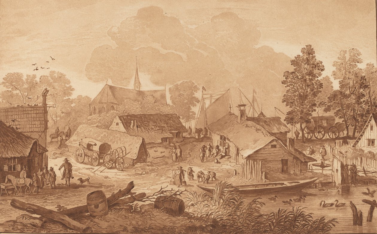 Villaggio con Stagno da Cornelis Brouwer