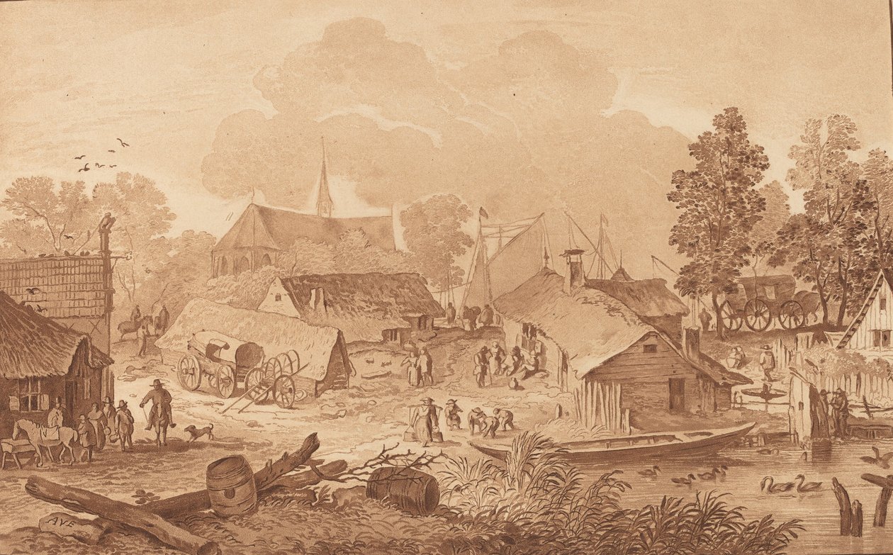 Villaggio con stagno da Cornelis Brouwer