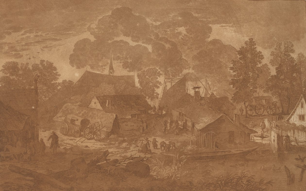 Villaggio con Stagno, c. 1782 da Cornelis Brouwer