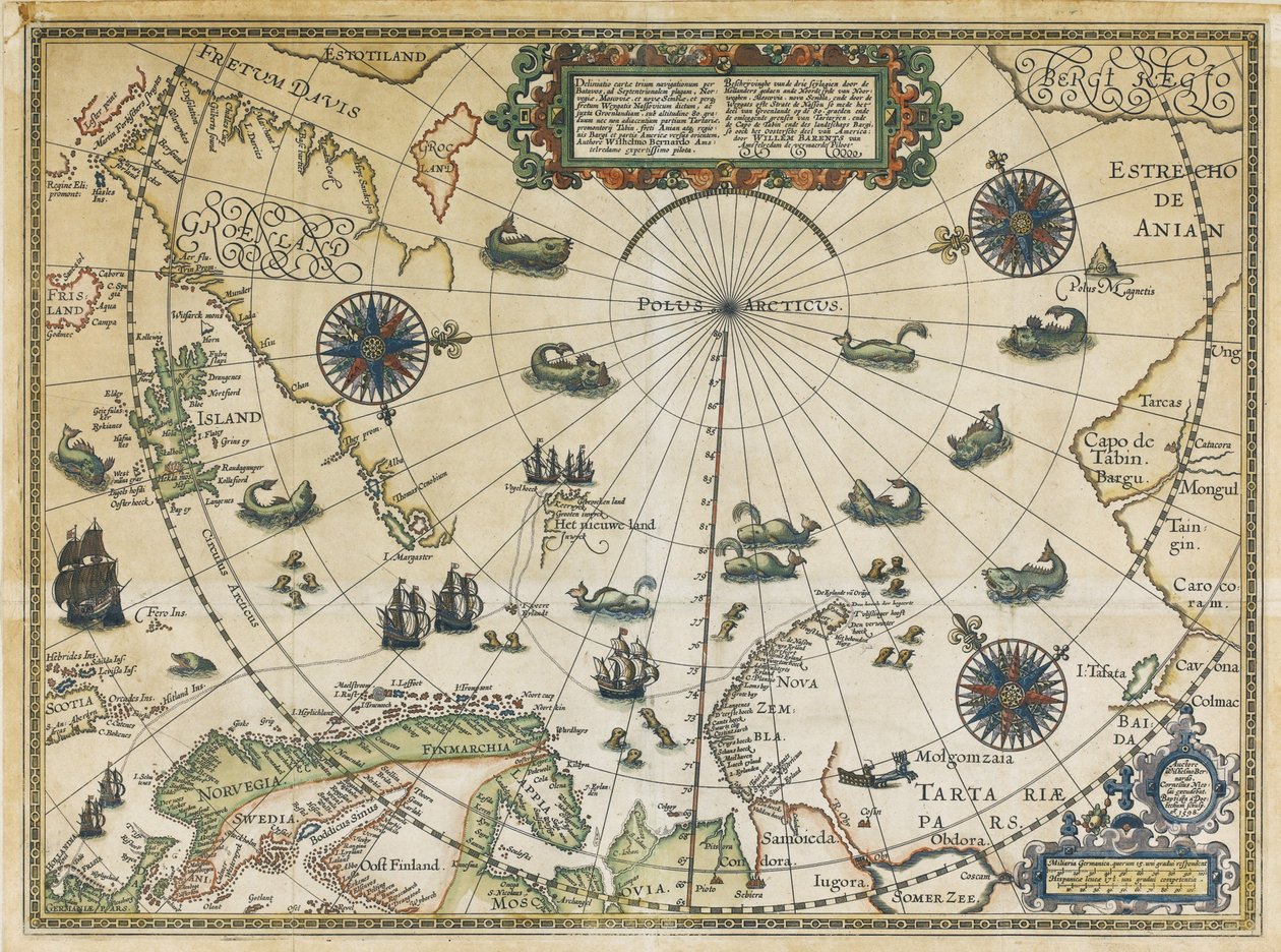 Mappa del terzo viaggio di Willem Barentsz da Cornelis Claesz