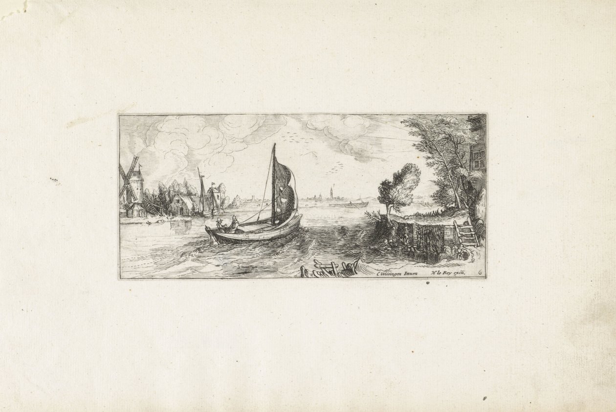 Barca su un fiume (Paesaggi) da Cornelis Claesz van Wieringen (possibly)