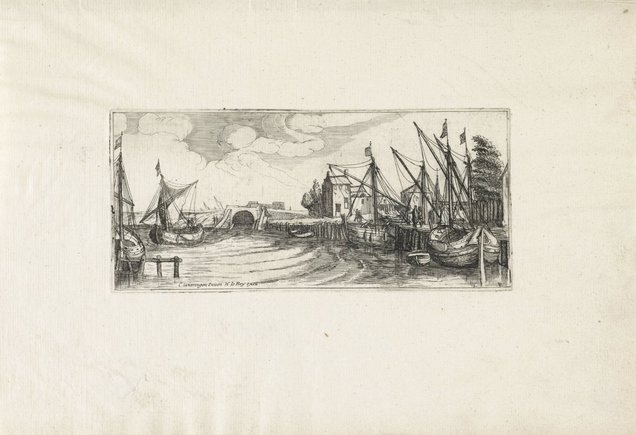 Veduta di un porto con una chiusa (Paesaggi) da Cornelis Claesz van Wieringen (possibly)