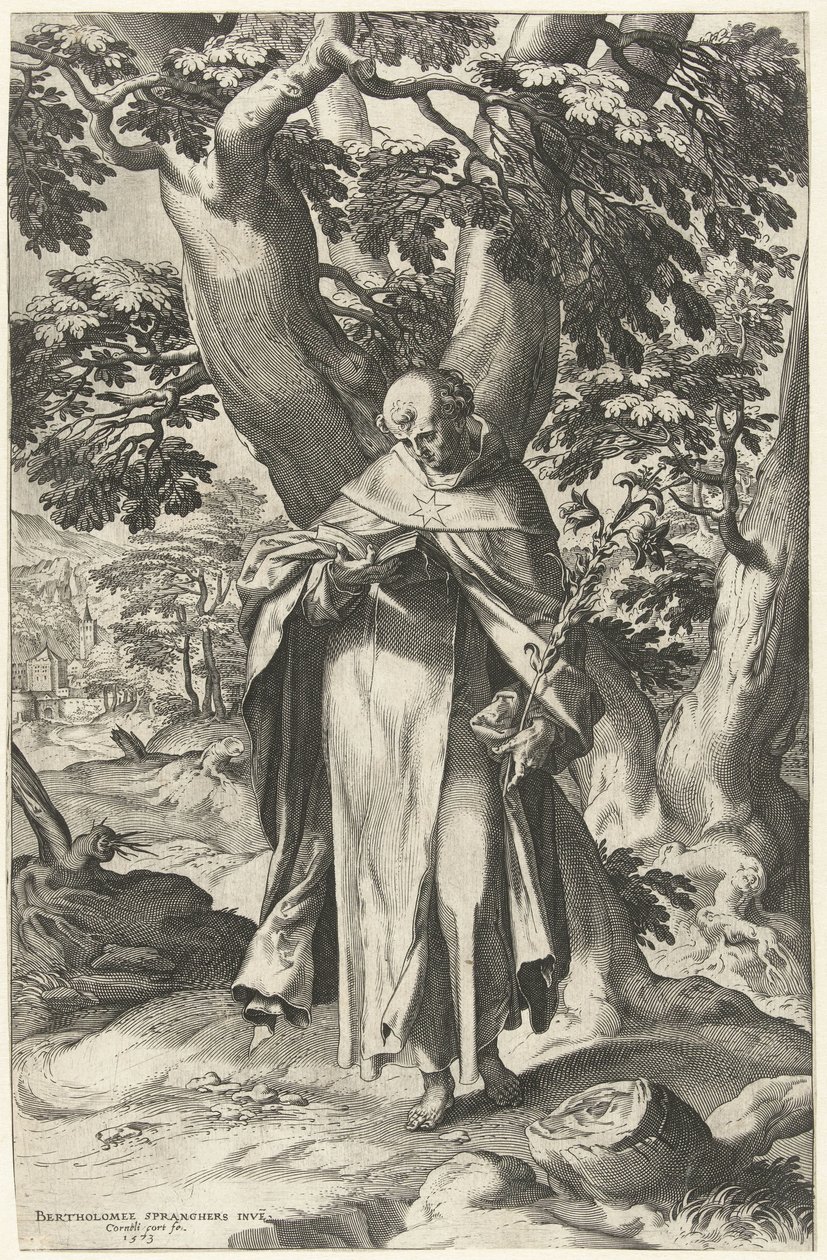 San Domenico, che legge un libro da Cornelis Cort