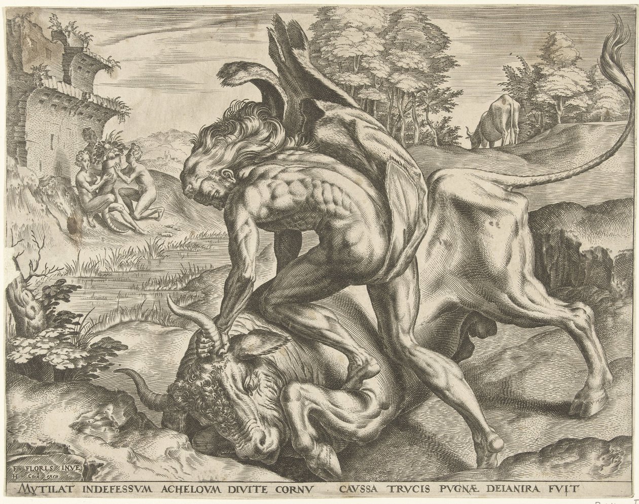 Ercole lotta con Acheloo da Cornelis Cort