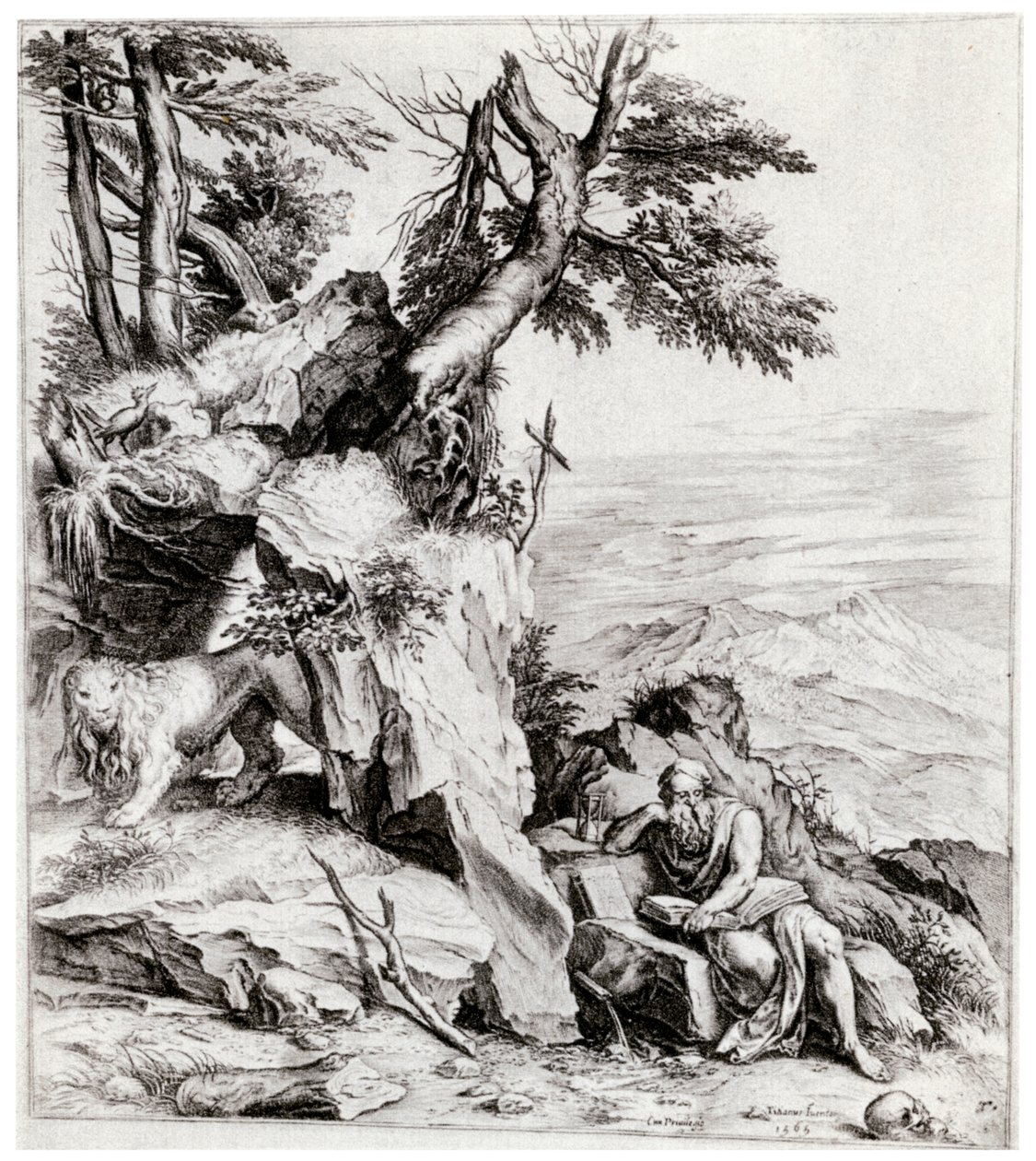Paesaggio con San Girolamo, XVI secolo, 1937 da Cornelis Cort