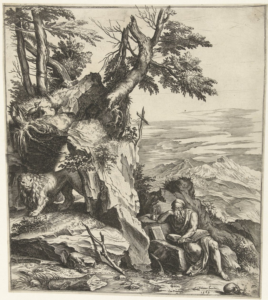 Paesaggio con San Girolamo che legge da Cornelis Cort
