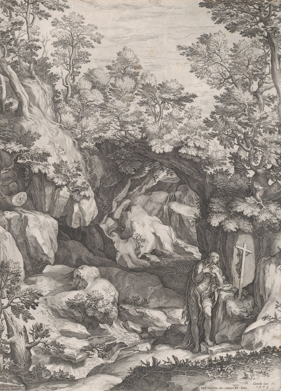 Maria Maddalena penitente nel deserto, 1573 da Cornelis Cort