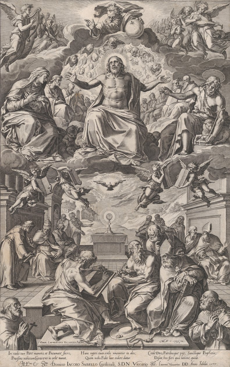 La disputa dei Padri della Chiesa sul Santo Sacramento, 1575 da Cornelis Cort