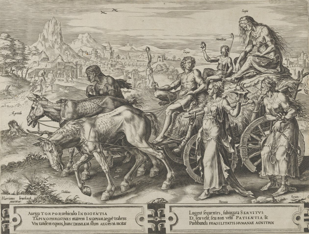 Il trionfo del bisogno, dal ciclo delle vicissitudini degli affari umani, tavola 6, 1564 da Cornelis Cort