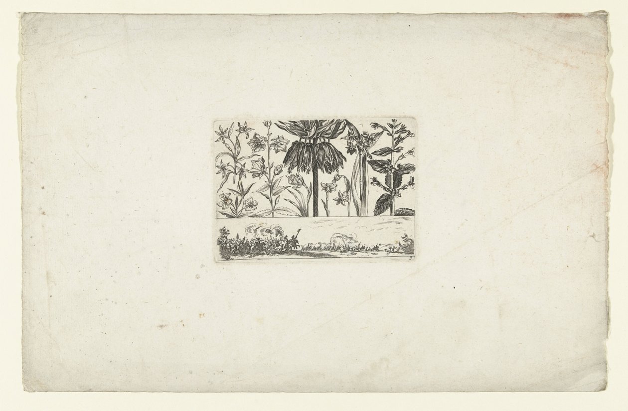 Fila di fiori sopra il paesaggio da Cornelis Danckerts (I)