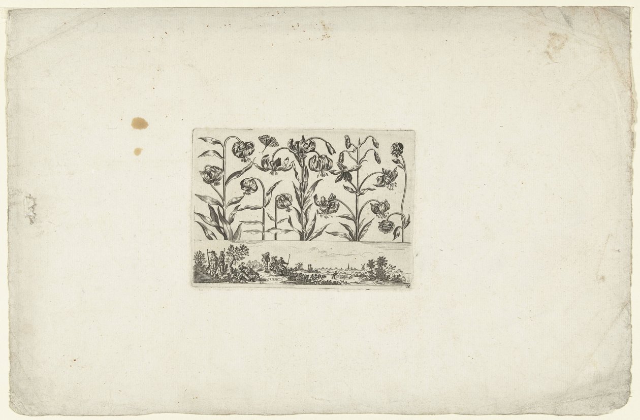 Fila di fiori sopra un paesaggio da Cornelis Danckerts (I)