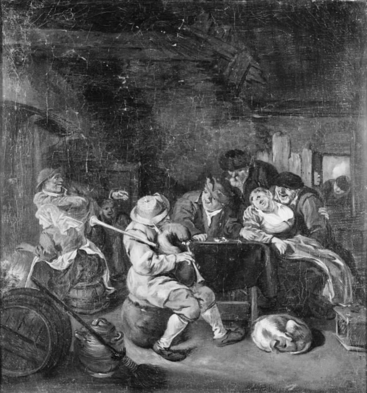 Suonatore di cornamusa in una locanda da Cornelis Dusart
