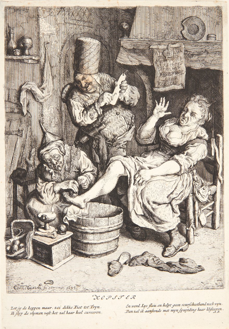 Donna trattata con coppettazione da Cornelis Dusart