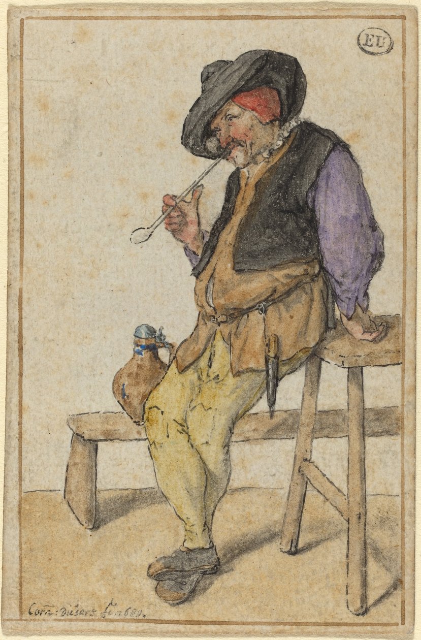 Contadino che fuma da Cornelis Dusart