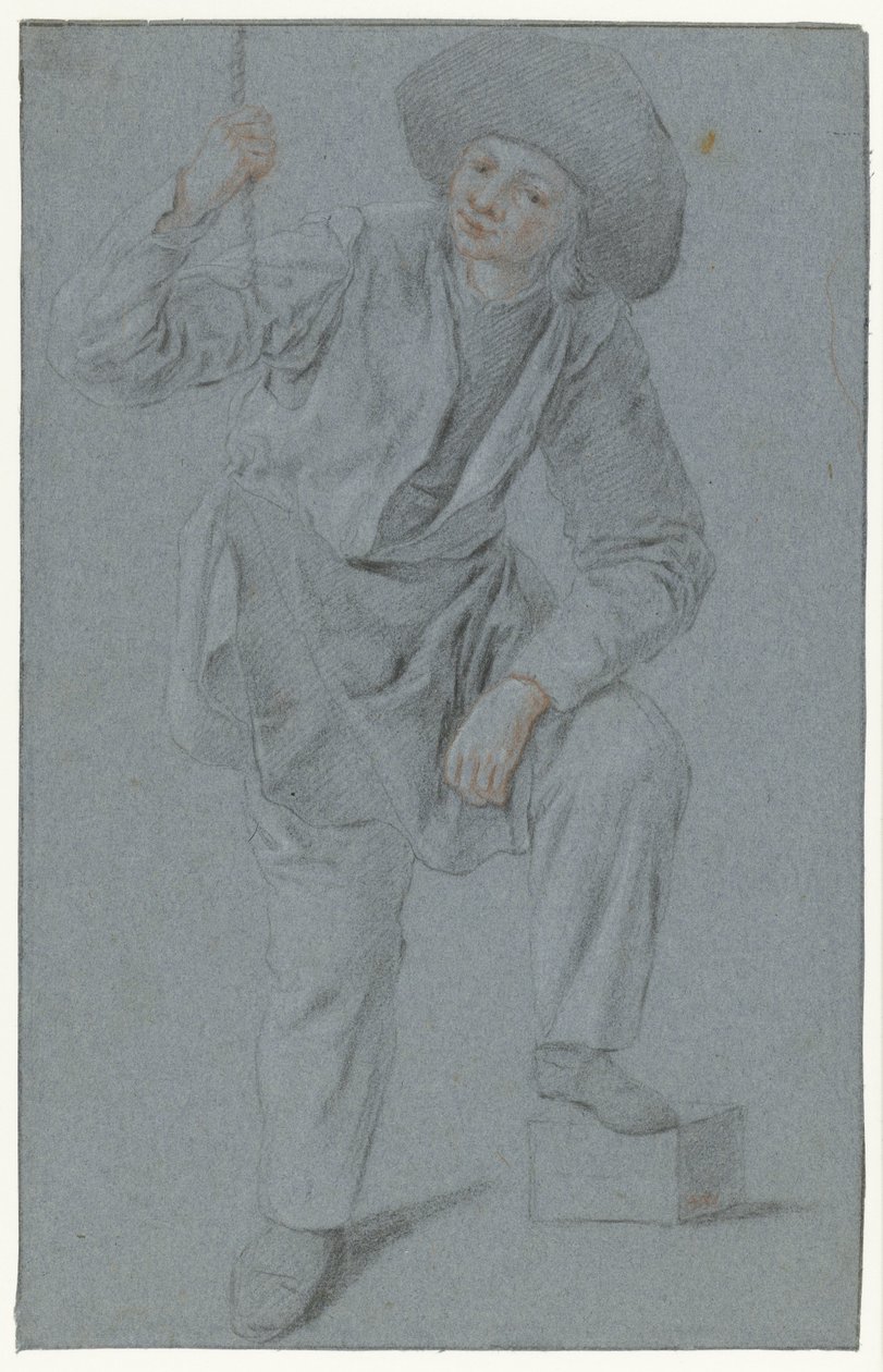 Ragazzo in piedi che tira una corda da Cornelis Dusart