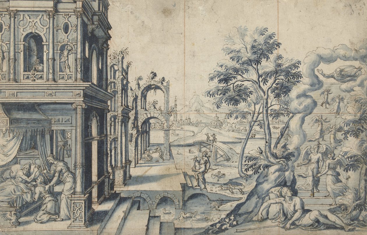 Giacobbe riceve la benedizione di Isacco; La scala di Giacobbe da Cornelis Floris (II)