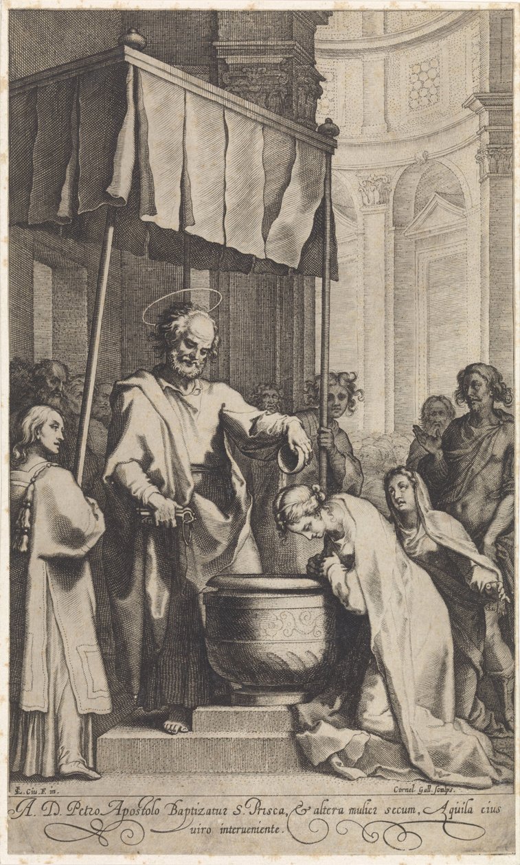 Pietro battezza Santa Prisca di Roma da Cornelis Galle (I)