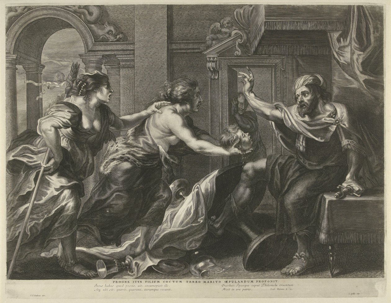 Procne mostra a Tereo la testa di suo figlio Iti da Cornelis Galle (I)