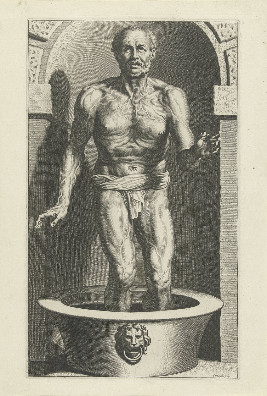 Seneca in piedi, con i piedi nel bagno da Cornelis Galle (I)
