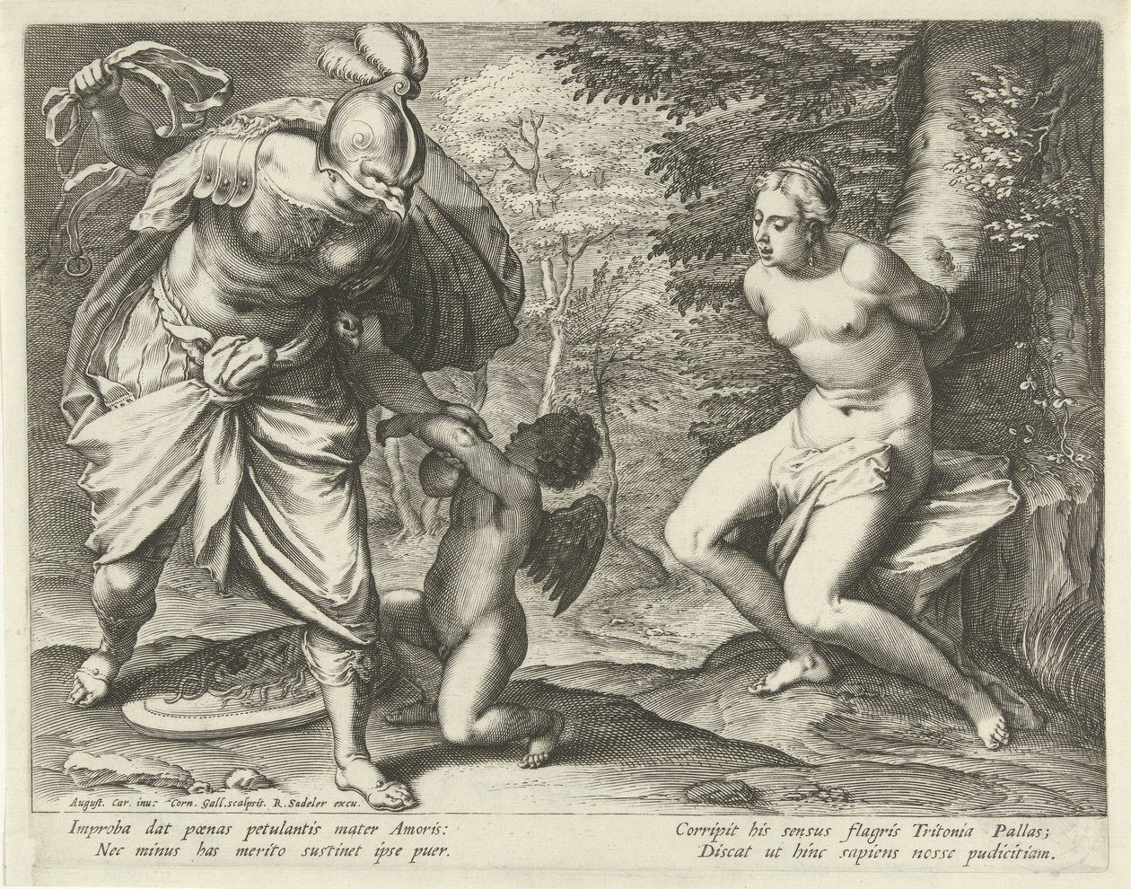 Venere legata a un albero e Amore punito da Minerva da Cornelis Galle (I)