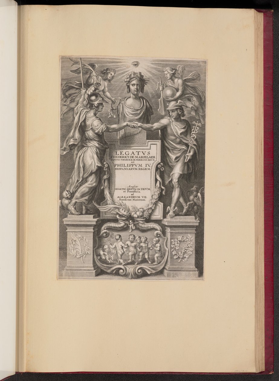 Pagina del titolo per Frederik de Marselaer, Legatvs da Cornelis Galle II after Sir Peter Paul Rubens