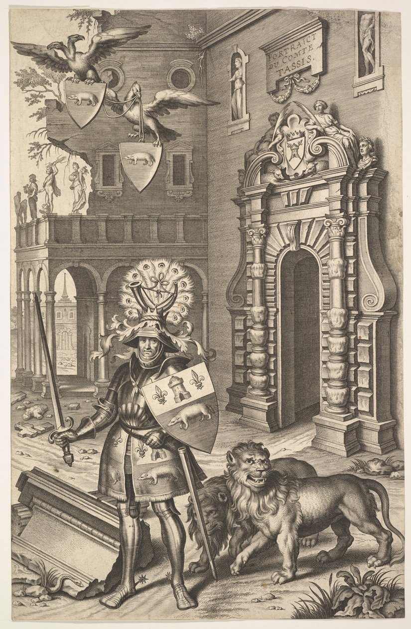 Ritratto allegorico del conte Tassis, illustrazione da Jean Jacques Chifflet, Les marques ..., 1645 da Cornelis Galle I