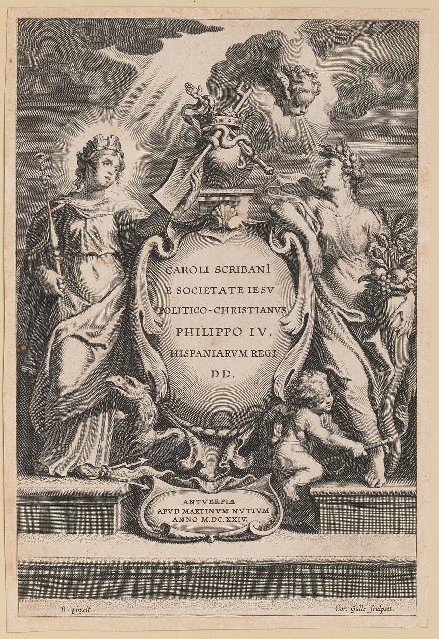 Pagina del titolo per Carolus Scribani, Politico-Christianus da Cornelis Galle I after Sir Peter Paul Rubens
