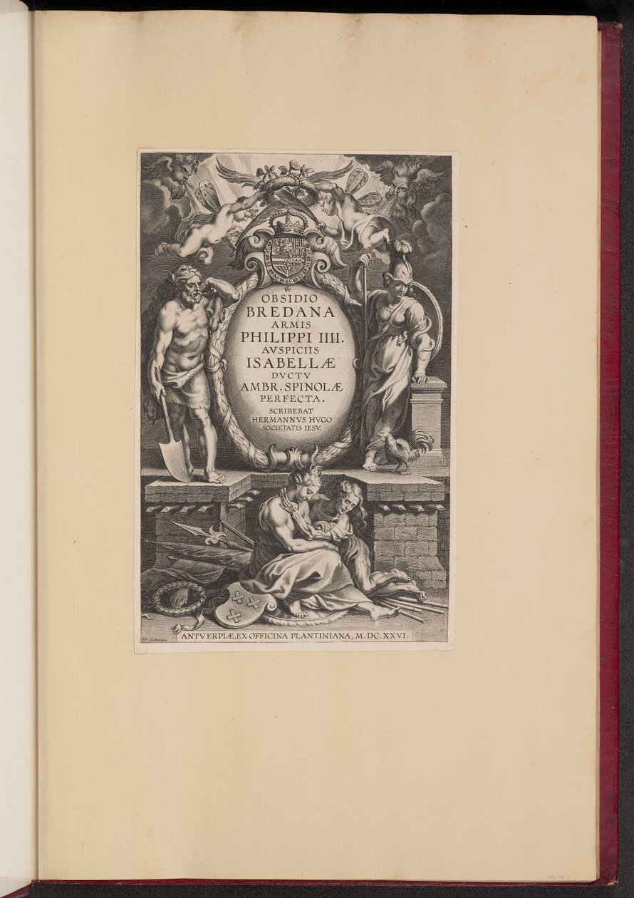 Pagina del titolo per "Obsidio Bredana" di Herman Hugo da Cornelis Galle I after Sir Peter Paul Rubens