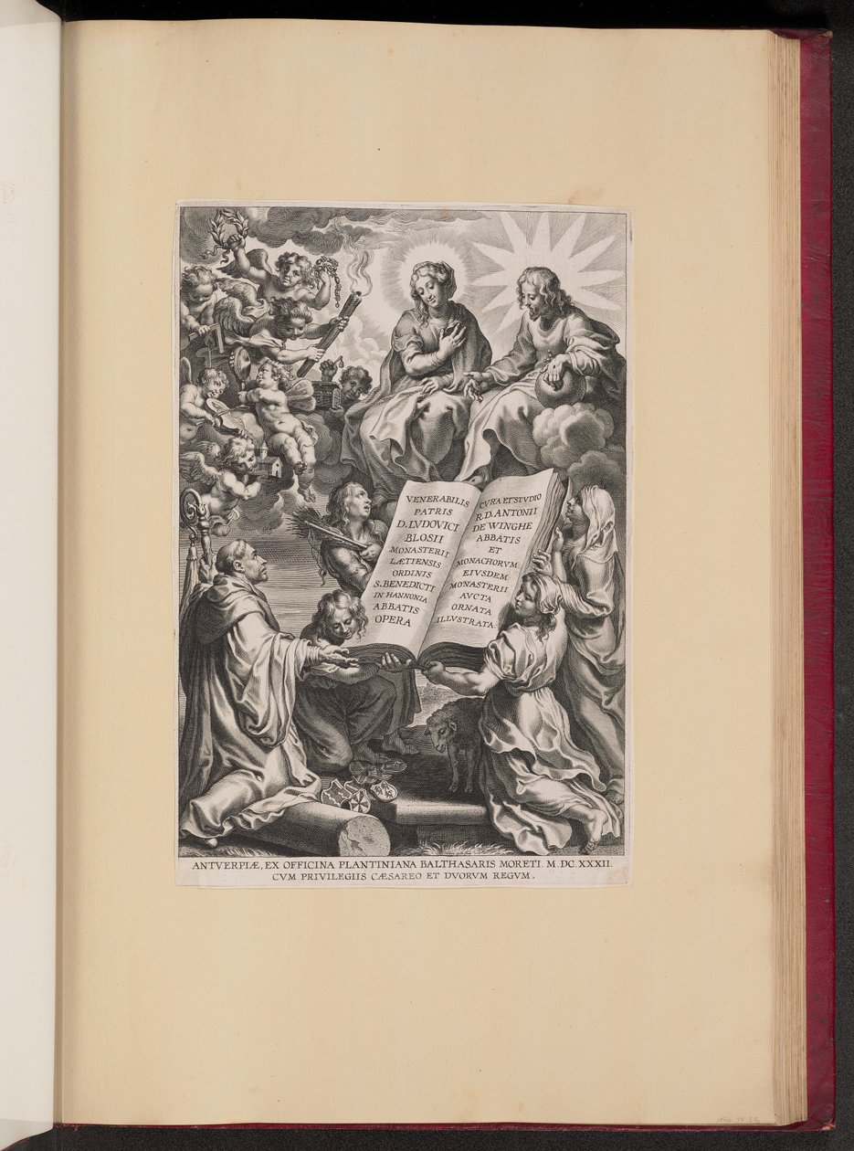 Pagina del titolo per Ludovicus Blosius, Opera da Cornelis Galle I after Sir Peter Paul Rubens