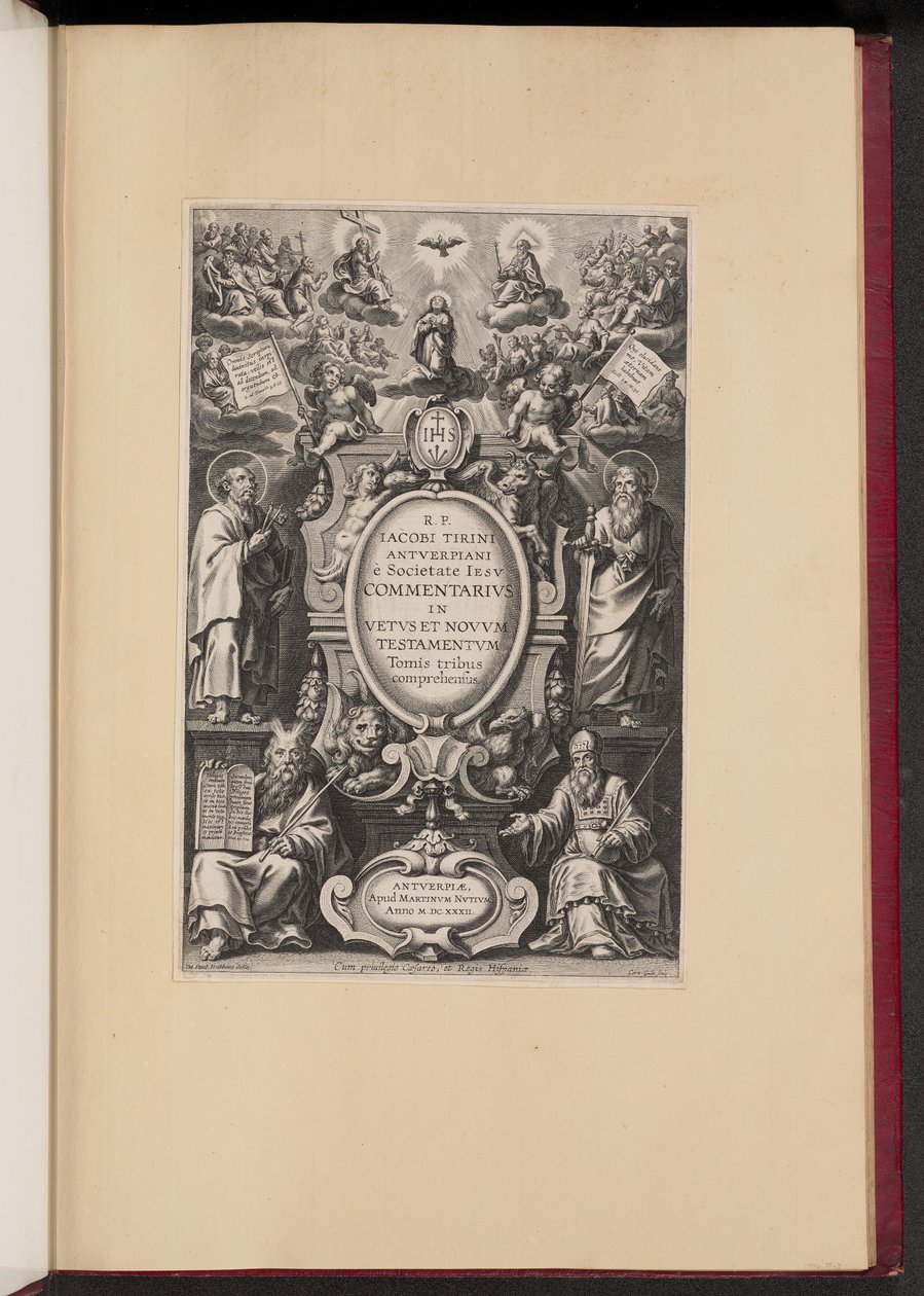 Pagina del Titolo per "Commentarius in Vetus et Novum Testamentum" di R.P. Jacobi Tirini da Cornelis Galle I after Sir Peter Paul Rubens